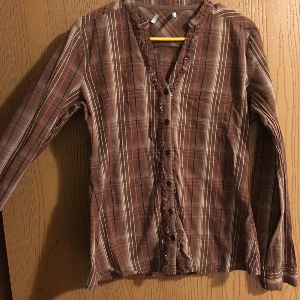 Brown plaid button-up